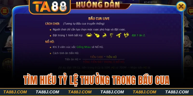 Tìm hiểu tỷ lệ thưởng trong Bầu cua